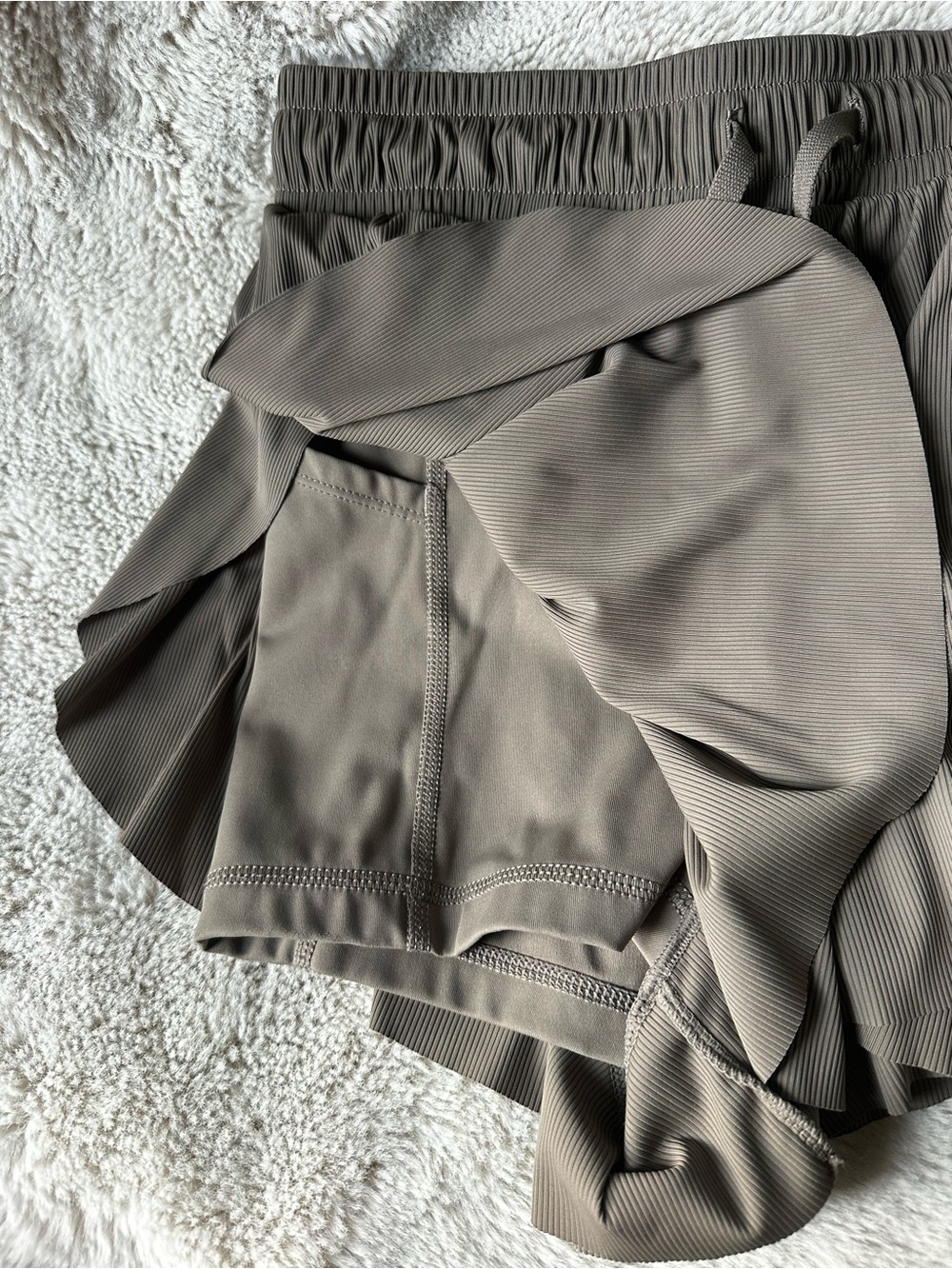 JoyLab Ribbed Drawstring Athletic Shorts — Taupe - Picture 4 of 4
